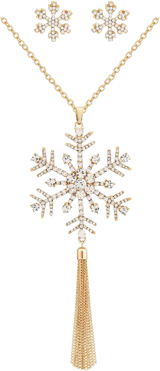 LENOOCLE Christmas Jewelry for Women Christmas Snowflakes Necklace Earrings Set Sparkling Crystal Rhinestone Long Pendant Necklace Drop Dangle Earrings Xmas Holiday Party Jewelry Gift for Teen Girls