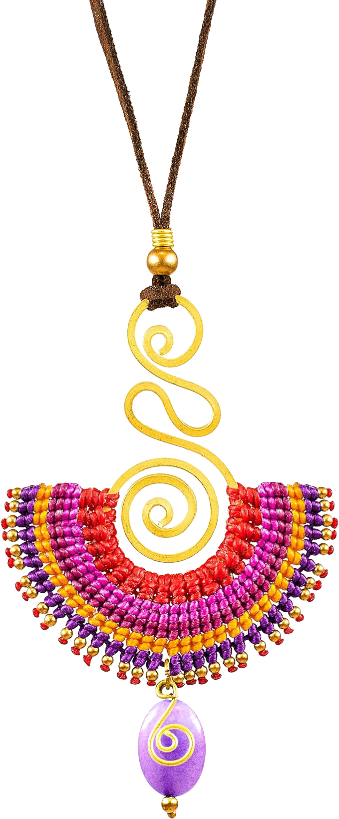Boho Hippie Necklace for Women, Ethnic Gold Necklace, Handmade with Natural Crystal, Adjustable Length, Pendant Necklace, Aesthetic Jewelry, Women Gift